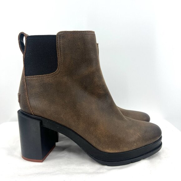 Sorel Blake Waterproof Leather Heeled Booties Women 9.5 - Picture 1 of 10